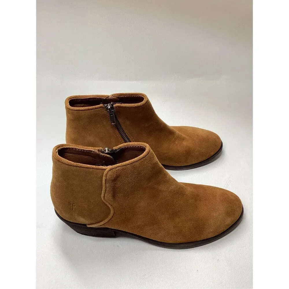 Frye carson brown bronze piping suede boots‎
